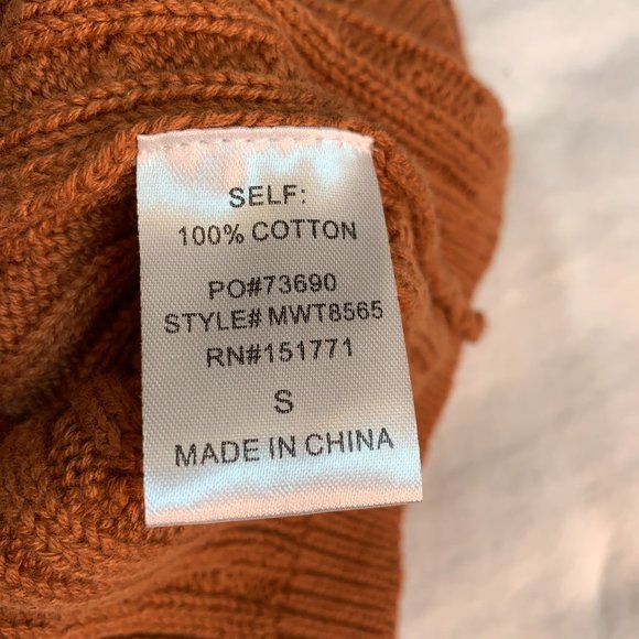 LeLis Collection Cropped Button Down Short Sleeve Cable Knit Cardigan Rust NWT S - Picture 6 of 9